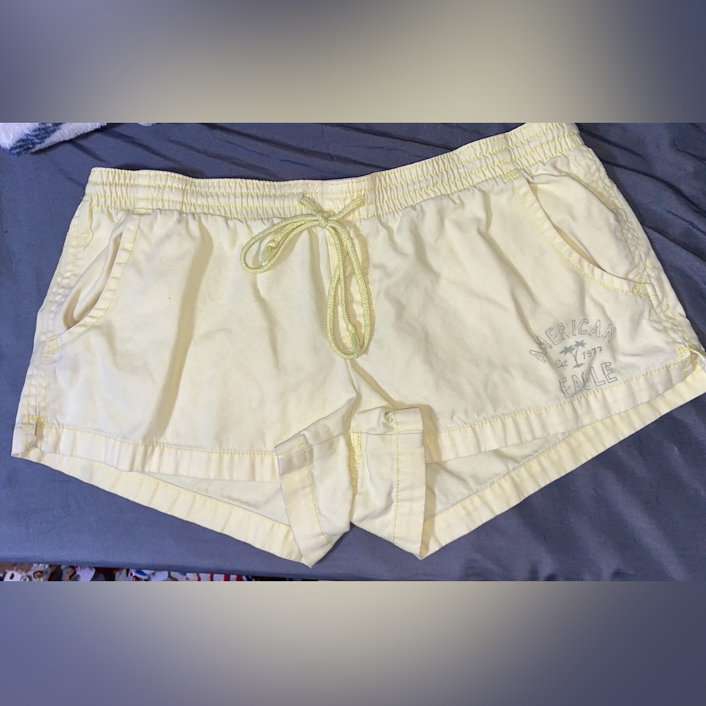 A pair of yellow American Eagle shorts. Size Large.